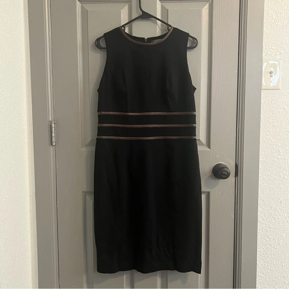 Lauren Ralph Lauren Black Dress with Leather Striped Accents - Picture 8 of 10